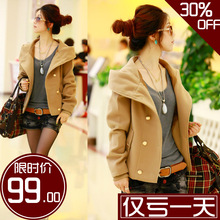冬装新款大码女装加厚外套2011新品毛呢外套短外套女秋冬韩版开衫
