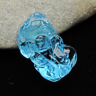 27mm、12g 海蓝宝石貔貅吊坠 / 天然 水晶 吊坠 项坠 挂件 饰品