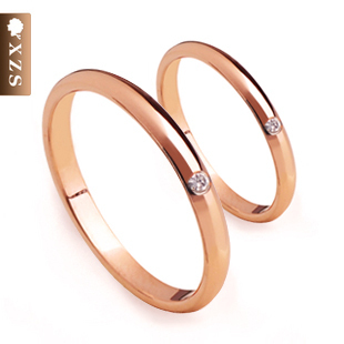  正品 情侣对戒指钛钢镀14K彩金玫瑰金 男女款 韩国饰品 尾戒食指