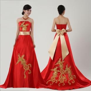 宏庆婚纱礼服高档新娘敬酒礼服大红凤凰刺绣婚纱 宏庆婚纱礼服高档新娘敬酒礼服大红凤凰刺绣婚纱