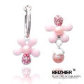 88包邮B0092不对称 花的嫁纱 韩国饰品隐形耳夹 螺旋夹式耳环
