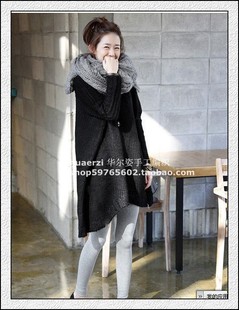 华尔姿 纯手工编织<em>毛衣</em> <em>韩版</em>超<em>宽松塌肩</em>袖<em>毛衣</em>