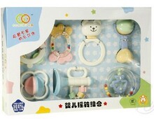 谷雨正品新生婴幼儿玩具宝宝摇铃床铃手偶0-1岁益智7件套装礼盒