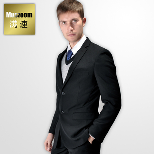  满速《春款毛料西服套装》男士 修身 韩版 结婚商务 西装正装正品
