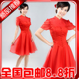 天使依涵 20款新款预售 赫本风格红色礼服敬酒服新娘礼服LF142
