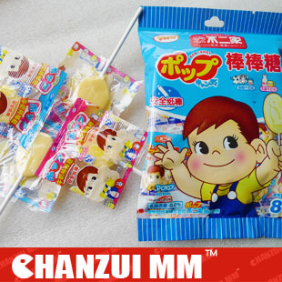  特价不二家糖果零食 牛奶棒棒糖 香醇牛奶+乳酸牛奶味 8支装 46g