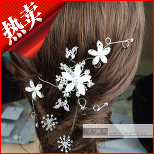  新娘头饰结婚头花发饰花韩式发饰饰品满天星礼服旗袍配饰/红色白