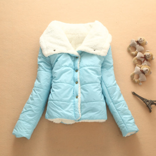 短袄子女装2013 修身羊羔绒短款棉衣女外套韩