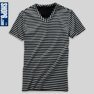 32,823 ★ shop Shop6, 6th men's 2012 Summer hit new cotton straight-tube color stripe short sleeve t-shirt