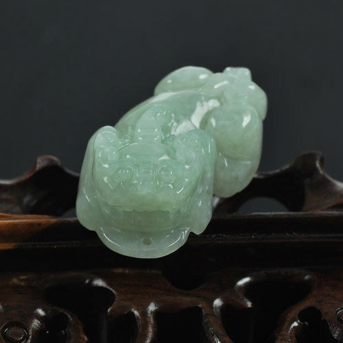 (特价)缅甸玉天然翡翠开光貔貅 吊坠 送证书 假一赔十  13 X