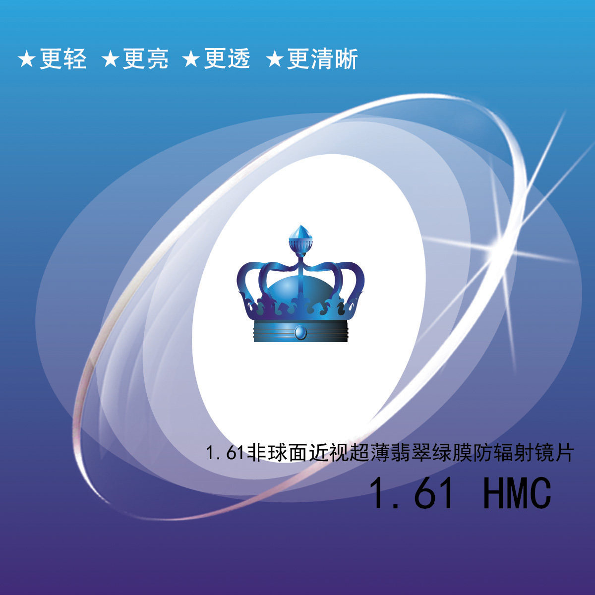 1.61超薄非球面防辐射防紫外线树脂镜片 加硬加绿膜 镜片