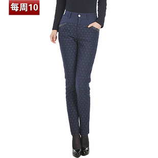  特价弹力高腰大码羽绒裤女外穿修身小脚裤子棉裤花潮靴裤KF-A929