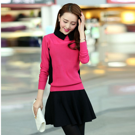 哥弟正品<em>女装</em>2014<em>春季新款</em>羊绒女毛衣娃娃领