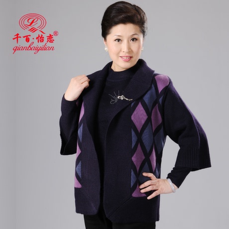 千百怡恋<em>中老年</em>毛衣<em>女开衫</em>中年女装针织<em>羊毛</em>衫
