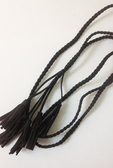 LADY CAI 复古百搭磨砂麂皮绒流苏编制细腰带  特价不包邮