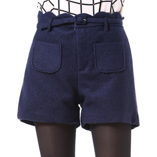 包邮韩版大码毛呢短裤...