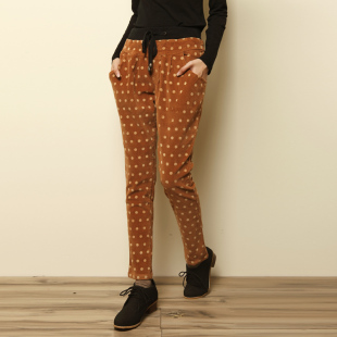  璞衣 秋冬新品 女裤 百搭灯芯绒波点小脚裤 哈伦裤 P9609