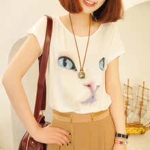 可人~2012春夏新款 神秘波斯猫 莫代尔打底百搭基本T恤 T357