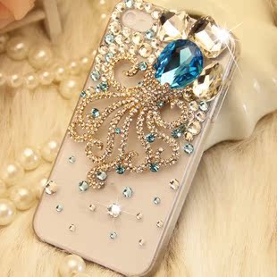  章鱼手机贴钻diy装饰品配件iphone4s三星合金素材水钻材料包