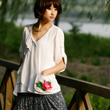 裂帛正品 第二批裂帛2011夏装斜襟斜摆牡丹女上衣梦里花开2583