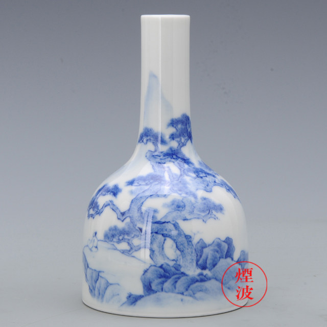 烟波★景德镇真如堂 手绘青花瓷器 涤尘清韵 限量版 摇铃尊 梅瓶