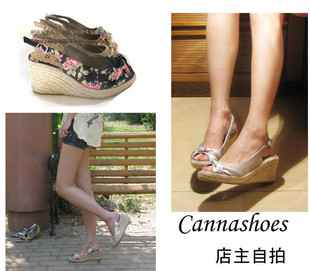 秒杀 2010vivi田园丝绸麻线鱼嘴坡跟凉鞋 舒服 原价99 4色哟