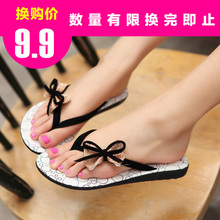 新品2012夏季新款时尚甜美凉拖夹趾鞋子蝴蝶结平跟平底鞋夹脚女鞋