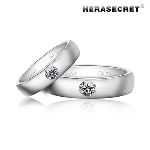  火彩HERA镶钻20分男戒女戒 情侣戒指 高仿真钻戒 纯银镀白金SONA
