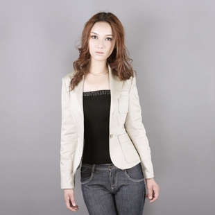 简曈2011新品秋装新款OL大码女装中短棉米白纯色修身小西服718