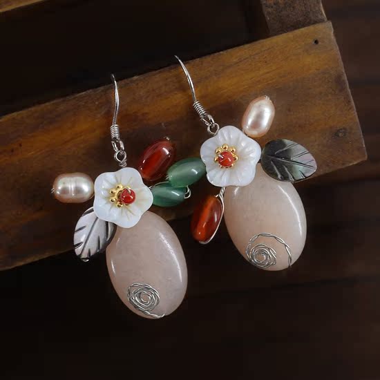 箜篌 硬骨凌霄 花朵水晶耳环女 韩国时尚 夸张复古中国风耳坠饰品 箜篌 硬骨凌霄 花朵水晶耳环女 韩国时尚 夸张复古中国风耳坠饰品