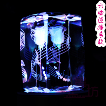 包邮 母亲节礼物 3D 水晶玫瑰花 免费雕字 礼品 水晶音乐盒 芷墨