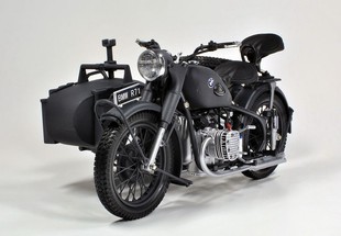全新二战德国宝马R71 挎斗3轮摩托车1:10模型