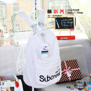  新品双肩包 女 韩版书包 PU皮 中学生 韩版帆布包 休闲背包