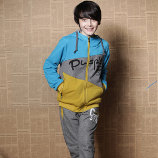  童装春款韩版 男儿童衣服休闲开衫加厚卫衣套装运动套 2287
