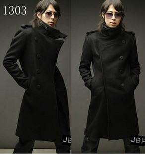 2011秋冬新款衣服男款毛呢大衣潮男装韩版外套男式长款男士风衣男