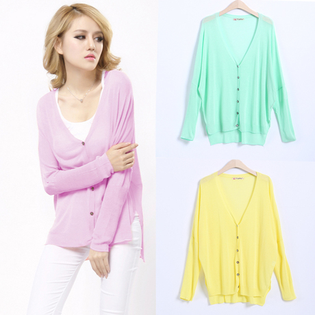 2014夏季女装宽松<em>大码</em>蝙蝠袖<em>冰丝开衫长袖</em>针