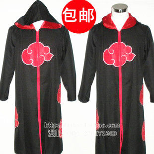 【包邮 】火影衣服 cos服 佐助衣服 晓组织带帽子披风 动漫服装