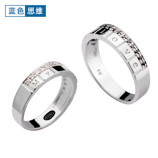 蓝色思维正品 925银情侣戒指男女情侣对戒 韩版时尚LOVE银戒指 蓝色思维正品 925银情侣戒指男女情侣对戒 韩版时尚LOVE银戒指