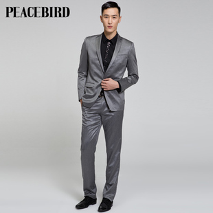  太平鸟秋装新款 西服男套装 商务西装时尚休闲羊毛80111335003