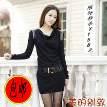 长袖连衣裙 三彩风2011正品 春装新款 韩版女装 纯色 连衣裙 女