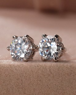  超闪火彩60分瑞士钻石锆石结婚耳钉精致饰品e051