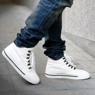  潮流韩版男士帆布鞋 春季新款休闲板鞋 男 流行男鞋子高帮帆布鞋