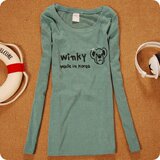 2012新品 爆款潮牌亮片小熊卡通winky字母T恤 长袖