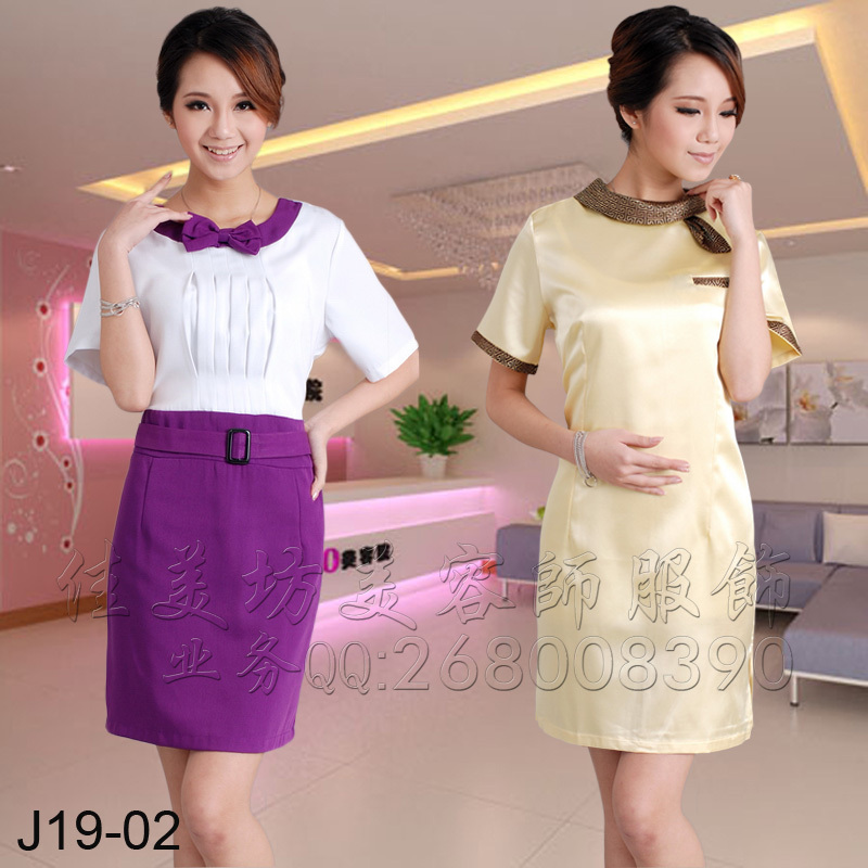 金黄色<em>美容师工作服</em>夏装 美容师服装新款 美容