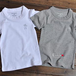  童装夏装新款 纯白纯灰 宝宝儿童短袖T恤 男童短袖T恤 纯棉