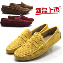 新品英伦时尚男士手工编织牛皮舒适休闲男鞋 豆豆鞋 休闲帆船鞋