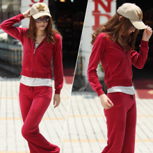 2012春装女款运动服休闲套装 女士卫衣套装天鹅绒运动套装女 无兜
