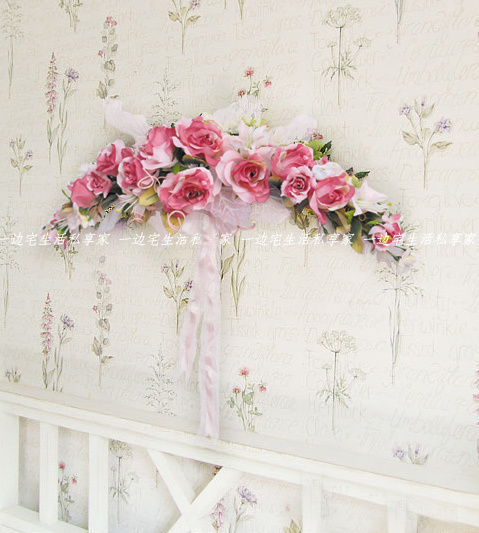 韩式花艺梦幻田园玫瑰门楣花\/镜前花\/床头花--