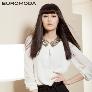  麦考林 EUROMODA 秋装新品韩版女装衬衣 雪纺衬衫女长袖衬衫