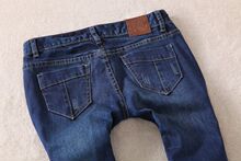 2012春装新品 BCBG<span class=H>原单</span> 提臀设计 蓝色抓痕 超显瘦小脚牛仔裤 女